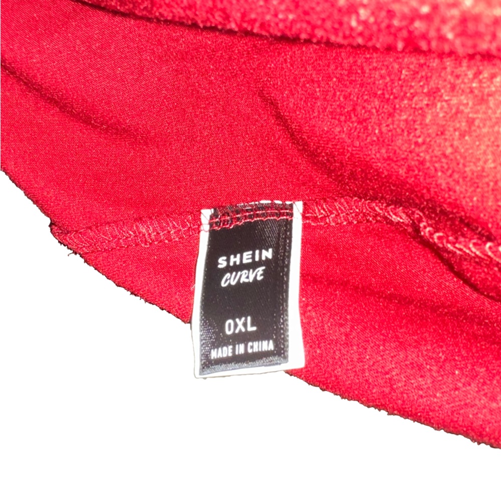 SHEIN Asymmetrical Red Dress with Faux Wrap Detail - Picture 4 of 5